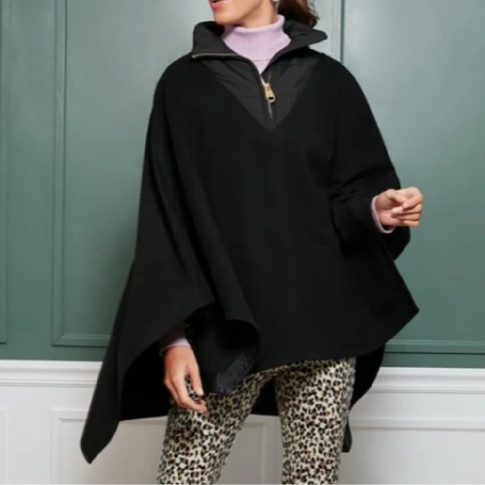 NWT Tuckernuck High Neck Collared Poncho; Quilted Neckline w/ Zipper - One Size
